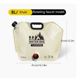 야외 물 저장 가방 8L 수도꼭지 밸브 여행 캠핑 식품 학년 대용량 휴대용 접이식 플라스틱 물 가방