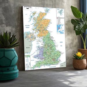 교육 포스터 영국지도 그림 장식 선물용 Frameless 거실 침실 벽 예술 영어 A1/A2/A3