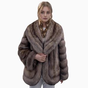 여성 의류 겨울 리얼 폭스 모피 코트 세로 줄무늬 천연 폭스 모피 자켓 럭셔리 럭셔리 디자이너 두꺼운 따뜻한 아웃웨어