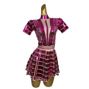 나이트클럽 바 무대 의상 여성 노래 섹시 리드 댄스 드레스 스팽글 짧은 드레스 공연 의상 세트 Lianghuanghuang