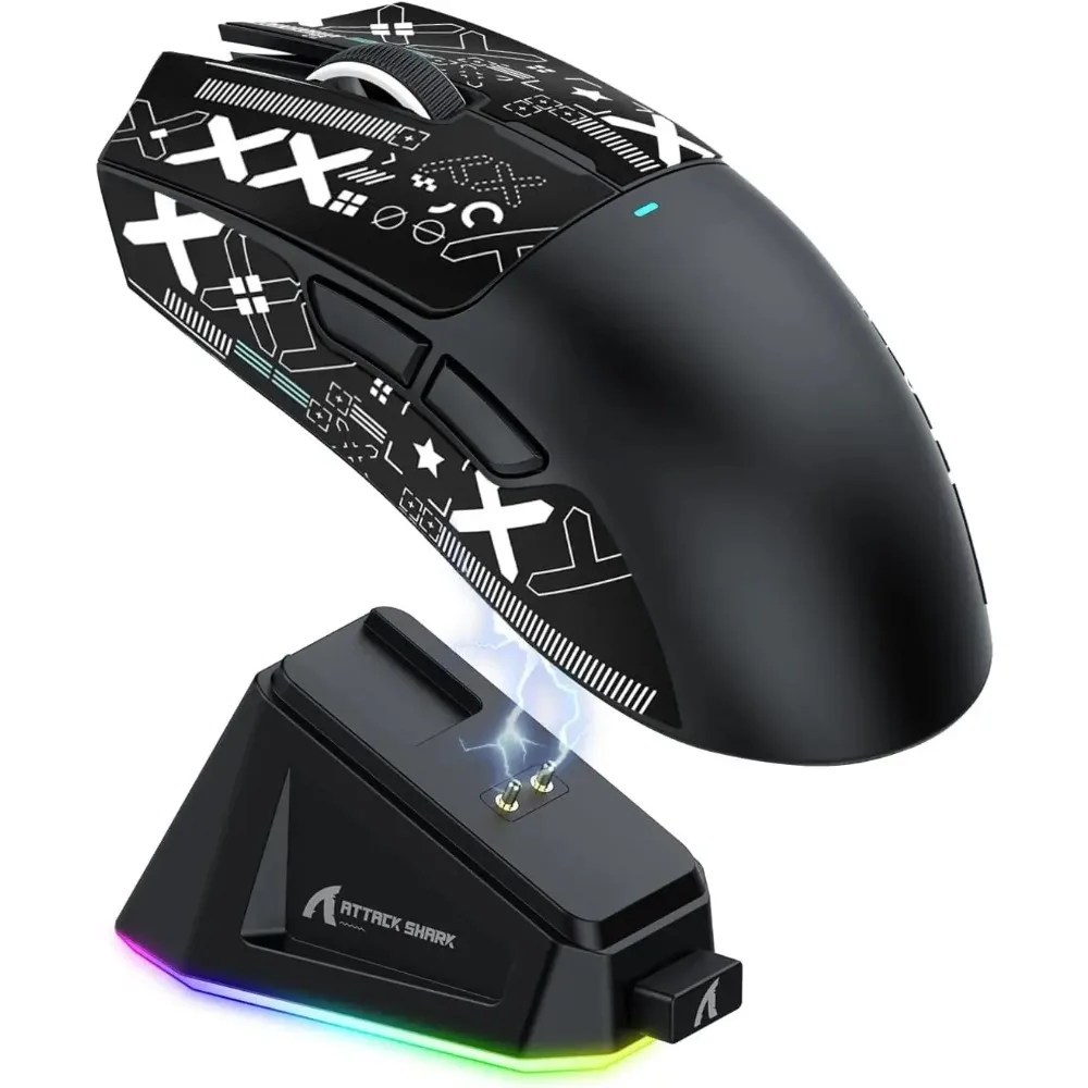 Attack Shark X11 PAW3311 무선 블루투스 마우스, 2.4G 400IPS RGB PC 게이밍 마우스
