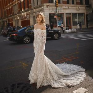 맞춤형 럭셔리 레이스 연인 목 Beaed 진주 웨딩 드레스 인어 이동식 슬리브 웨딩 드레스 Vestidos De Novia