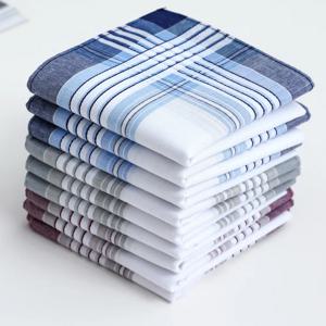 6/9/12pcs 남자 격자 무늬 세그먼트 손수건 정장 포켓 타월 유럽과 미국의 밝은 색상 순수 코튼 핸드 타월 40cm