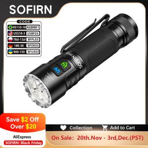 SOFIRN SR23 듀얼 라이트 손전등 3300lm 백색 투광 조명 및 365nm UV 라이트 21700 USB C 충전식 EDC 램프(자석 테일캡 포함)