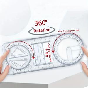 3피스 다기능 기하학적 그림 눈금자 세트, 다양한 그래픽 그림 회전 눈금자, 플라스틱 재료 그리기 도구, 평면 그래픽 그림 사각형 눈금자, 학생 사무실 특수 눈금자