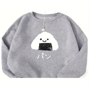 귀여운 쌀과 야채 롤 인쇄 된 여성 스웨터 가을, 겨울 라운드 넥 크리 에이 티브 탑 패션 여성 풀오버 의류