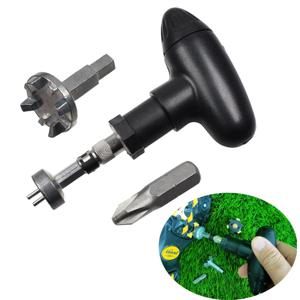 골프화 클리트 제거 도구 및 다기능 래칫 렌치 세트 - 골프화 및 클럽용 내구성 강철 스파이크 렌치