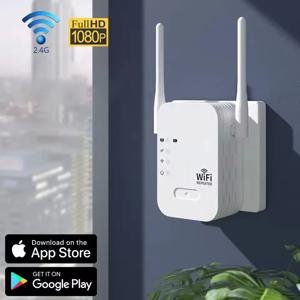 미니 카메라 탑재 Wi-Fi 리피터, 멀티 기능 인터페이스, HD 휴대용 가정용 무선 카메라, Wi-Fi 원격 모니터링 확장기