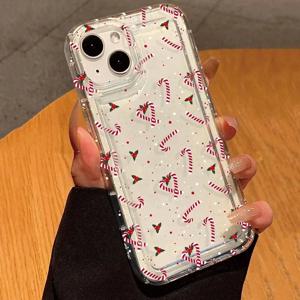 겨울 크리스마스 그래픽 프린트 투명 케이스 (아이폰 16, 15, 14, 13, 12, 11 Pro Max, 16E, XS, XR, SE2, 7, 8 Plus, SE2, SE3)  내충격 커버