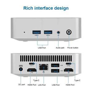 SZBOX W6 미니 PC 인텔 N3700 미니 PC 윈도우 10 SO-DIMM RAM 8GB 128GB SSD RJ45 1000M LAN M.2 SATA3*2 데스크탑 게이밍 컴퓨터