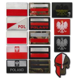 폴란드 국기 자수 및 반사 레이저 커팅 모랄 배지 암밴드 백팩 의류 후크 앤 루프 패치