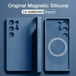 삼성 갤럭시 S25 S22 S21 S23 S24 울트라 케이스 A15 A54 A35 A55 5G 마그세이프 무선 충전 커버용 액상 실리콘 마그네틱 케이스