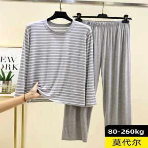 남성용 긴 소매 모달 파자마 세트 얇은 줄무늬 잠옷 바지 편안한 홈웨어 봄 가을 대형 사이즈 투피스 슈트