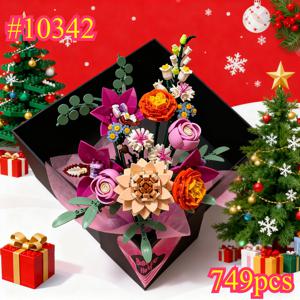 블루밍 브라이트 플라워 부케 빌딩 블록 세트 10342 레고 호환 입자 크리스마스 선물용 749개