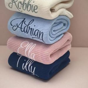 맞춤 자수 신생아 담요 개인 맞춤 이름 아기 속싸개 담요 유모차 커버 담요 따뜻하고 부드러운 침구 선물