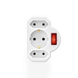 스위치가 있는 1~3 플러그 어댑터, 독일 표준 전원 변환기, 터키 및 포르투갈용 유로 플러그 소켓, 16A