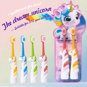 2/4pcs 만화 유니콘 어린이 부드러운 칫솔, 3-12세 아기 칫솔
