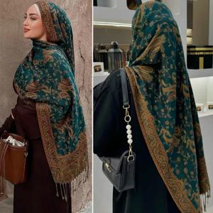 새로운 브랜드 가을 파시미나 숄 여성 랩 헤드 스카프 따뜻한 겨울 무슬림 스카프 디자인 프린트 여성 푸라르 코튼 스톨 스카프