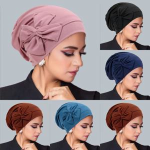 새로운 이슬람 여성 내부 Hijab 모자 Bowknot Turban 인도 보닛 Headscarf Beanies 탈모 머리 랩 Chemo Cap Turbante Mujer