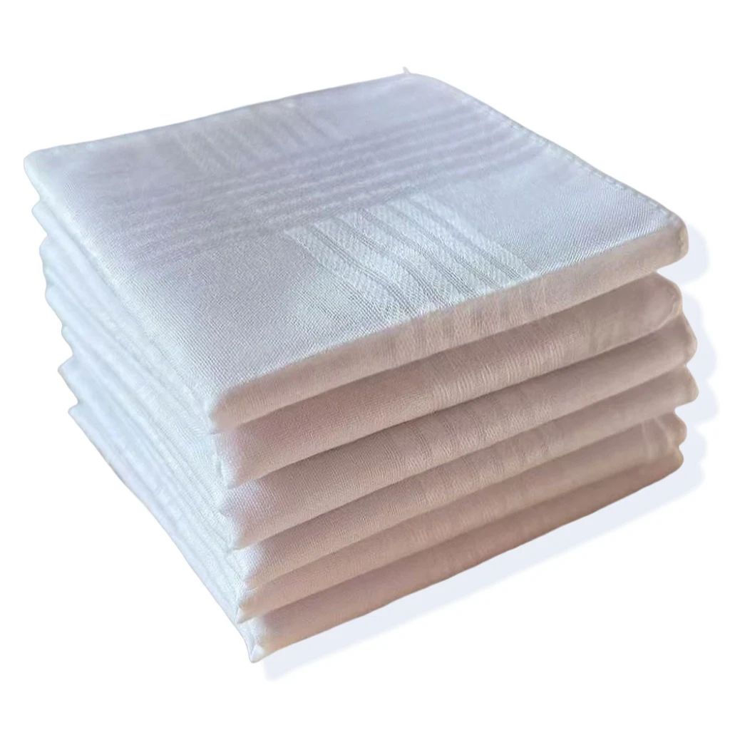 남녀공용 손수건 6팩, 순면 퓨어 화이트 손수건, 결혼식 시즌 신랑 신부 기념품, 플랩 포켓 팬츠 타월, 플레이스매트
