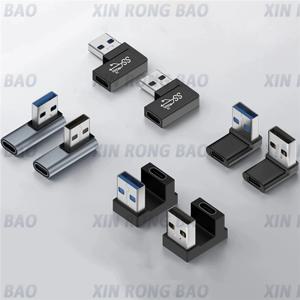 USB C에서 C타입 고속 충전 어댑터, U자형 커넥터, USB 3.0, 오른쪽, 왼쪽 각도, 위, 아래, 벤드, 다중 변환, 10Gbps