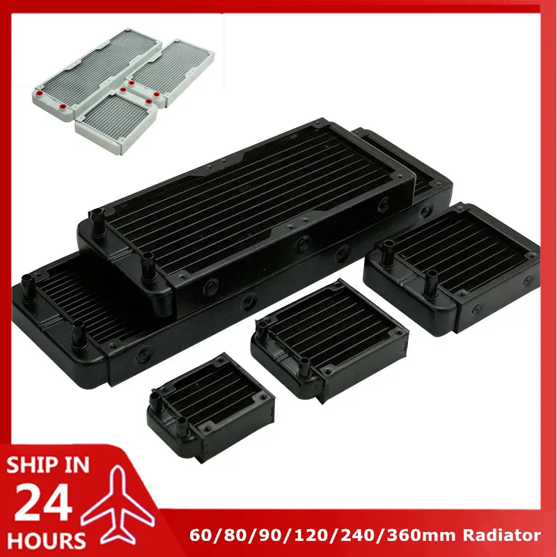 PC 수냉 라디에이터 알루미늄 CPU GPU RAM 방열판 교환기 팬 쿨러 60/80/90/120/240/360mm 검정/흰색