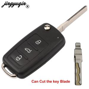 Jingyuqin 3 버튼 VW 골프 MK6 Bora Polo Tiguan Touareg 202AD 202H 202Q 새로운 플립 자동차 키 쉘 커버 컷/Uncut HU66 블레이드
