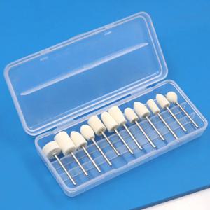 12 개 양모 펠트 장착 연마 휠 외경 8-11.8mm 드릴 비트 연삭 로타리 도구 연삭 헤드 2.35mm 생크