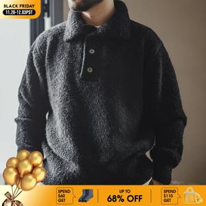 MADEN 남성용 두툼한 니트 스웨터 2024년 가을겨울 긴팔 칼라 접힌 루프얀 폴로셔츠 따뜻한 풀오버 니트웨어