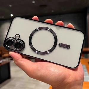 오리지널 마그네틱 맥세이프 도금 투명 케이스, 아이폰 16, 15, 14, 13, 12, 11 프로 맥스, 충격 방지 실리콘 무선 충전 커버