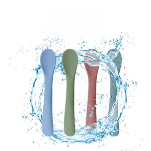 식품 등급 실리콘 작은 곡선 숟가락 이유식 숟가락 어린이 식기 먹이 부드러운 숟가락