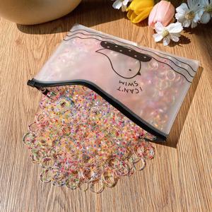 800 Pcs 소녀 일회용 고무 밴드는 머리를 다치게하지 않습니다 작은 어린이 Scrunchies 머리 밧줄 귀여운 아기 색깔의 머리 장식