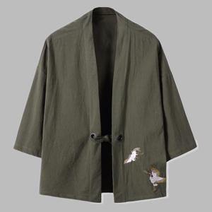 크레인 자수 하오리 기모노 하라주쿠 일본식 플러스 사이즈 남성 사무라이 의상 유카타 아시아 옷 카디건 여성 자켓