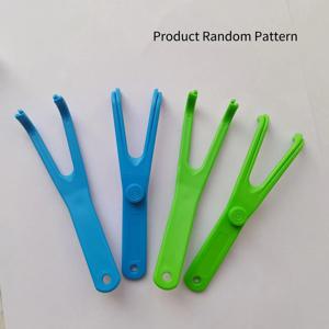 1개입 치실 홀더 Y자형 플라스틱 치실 걸이 재사용 가능 픽 홀더 치아 세척 관리 도구 (치실 제외)