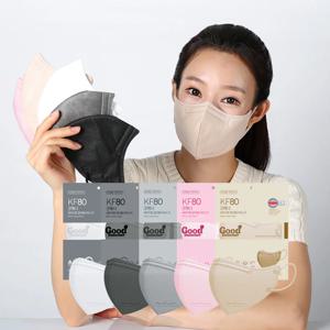 [50매] 굿매너투디 KF80 새부리형 마스크 컬러 중형 화이트 블랙 그레이 베이지 핑크