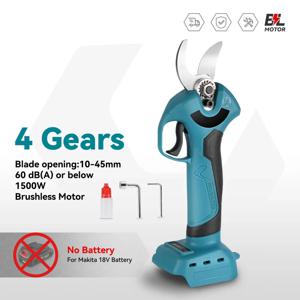 45mm 브러시리스 전기 전정기 4단 무선 휴대용 과수원 관목 가지치기 나무 가지 절단기 (마키타 18V 배터리 핀용)