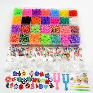 DIY 장난감 고무 직기 밴드 세트, 어린이 팔찌 실리콘 밴드, 탄성 직조 직기 밴드, 어린이 예술 공예 장난감 보관함 키트