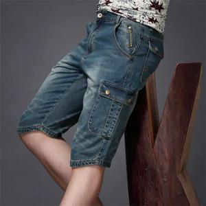 남성용 여름 패션 데님 청바지 디자이너 무릎 길이 반바지 카프리 루즈 스트레이트 레그 슬림 캐주얼 펑크 작업복 카고 반바지