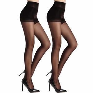 2 Pcs 여성 블랙 고탄성 안티 후크 와이어 스타킹 여성 쉬어 스타킹 컨트롤 탑 20D 나일론 좋은 탄성 팬티 스타킹