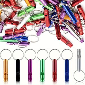 알루미늄 비상 호루라기 키체인, 휴대용 큰 호루라기 키링, 야외 스포츠 캠핑 하이킹 보트 낚시용, 50 개, 100 개