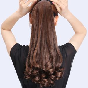 18-23 인치 합성 천연 스트랩 포니테일은 여성용 포니테일 긴 곱슬 머리 가발 헤어피스를 감싸서 매일 착용 가능