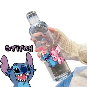 새로운 500ml 디즈니 스티치 워터 컵 물병 플라스틱 투명 애니메이션 만화 학생 물병 Drinkware 누출 방지 선물