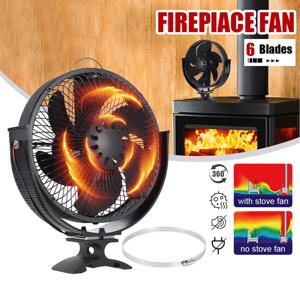 2 in 1 벽걸이형 벽난로 팬 6 블레이드 열 구동 스토브 팬 통나무 버너 Ecofan 조용한 가정 효율적인 열 분배
