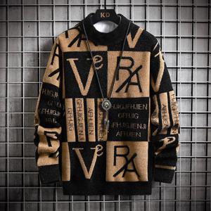 남성 니트 스웨터 스트라이프 풀오버 인쇄 라운드 넥 스웨터 가을/겨울 디자이너 품질 캐주얼 남성 의류 점퍼