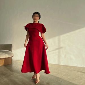 Adeli 여성용 우아한 레드 O넥 무도회 가운, A라인 심플 파티, 저녁 원피스 발목 길이, 격식 있는 행사 드레스, 맞춤형 2025