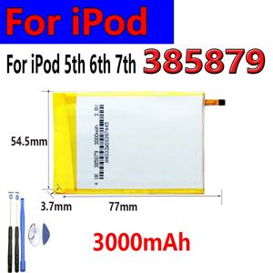 iPod 5세대 비디오용 3000mAh SSD HD 업그레이드 배터리 30gb iPod 6세대 클래식 80gb 120gb 7세대 160gb 배터리