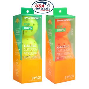 AMA 스포츠 X-ACE 피클볼 40 홀 야외 피클볼 공 균열 방지 원피스 공 100% POP-Optic Yellow