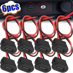 C타입 암 2 핀 USB 커넥터, C타입 방수, 암 소켓 포함, 고속 충전 잭, 충전 포트, USB-C 충전기 플러그, 6 개, 2 개