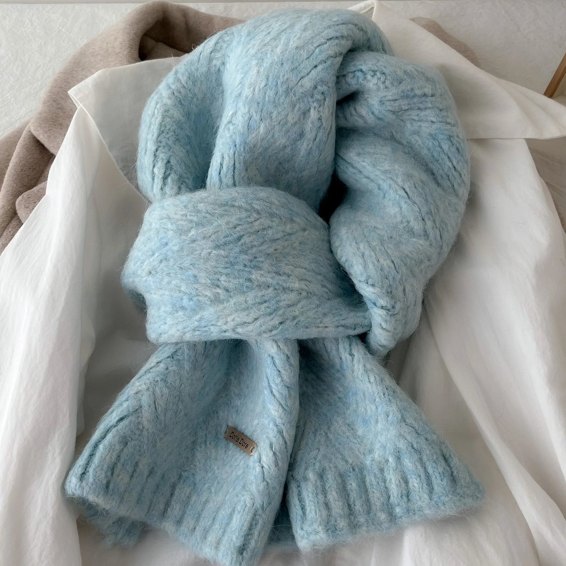 여성용 알파카 울 니트 스카프, 한국 버전, 다용도, 두꺼운, 따뜻한, 멋진 풀라, 부판다, 라나, 그루사, 새로운 스타일, 가을, 겨울