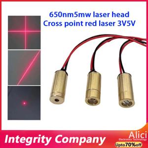 레이저 헤드 650nm 9mm 산업용 레이저 모듈 3V 5V 5mW 레이저 크로스 다이오드 모듈 빨간색 구리 헤드 라인/포인트/크로스 레이저 다이오드